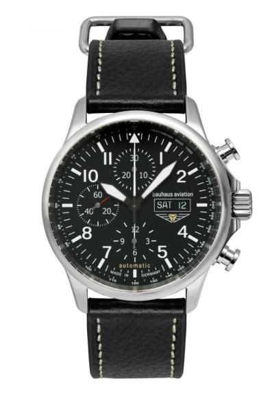 Bauhaus Aviation Herrenuhr Automatik Chronograph mit Pilotenarmband